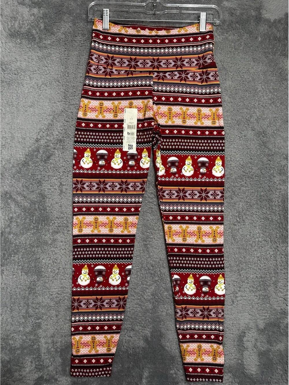 No Boundaries HolidayLeggings Womens S 4-6 (XS/S/M) Red Fair IsleGingerbread New